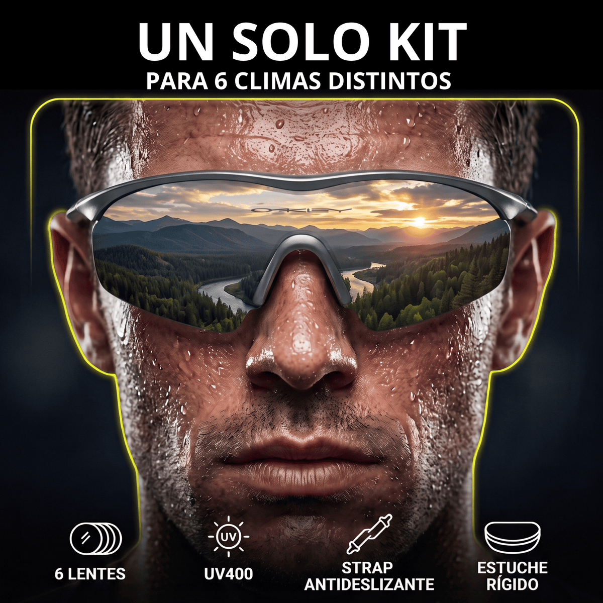 Kit Gafas Deportivas OKL Strike – 6 Lentes Intercambiables + Estuche Rígido