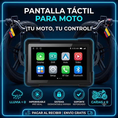 PANTALLA TÁCTIL INTELIGENTE PARA MOTO (CARPLAY & ANDROID AUTO) - IMPERMEABLE Y ANTIRROBO