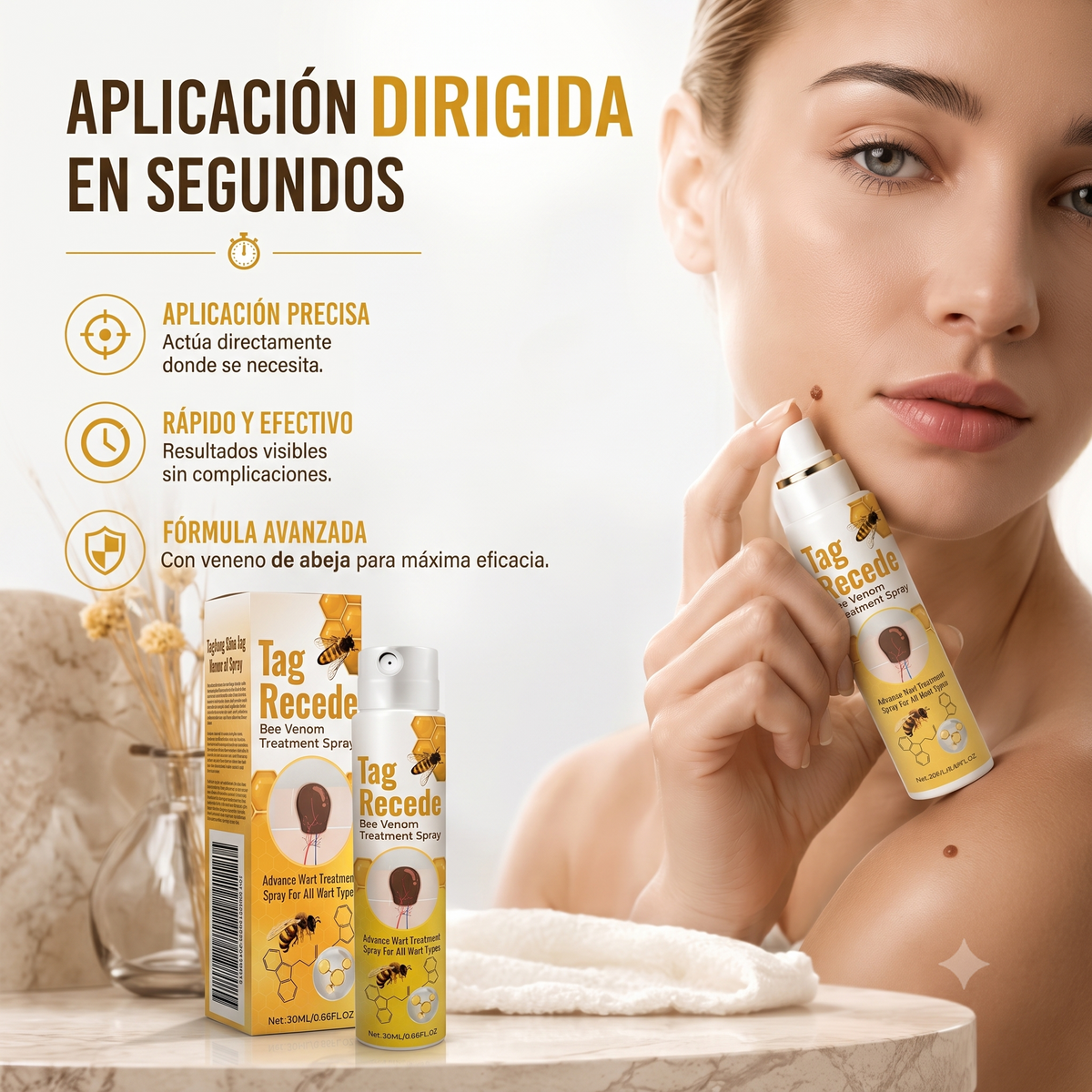 SPRAY TAG RECEDE, PIEL SIN VERRUGAS