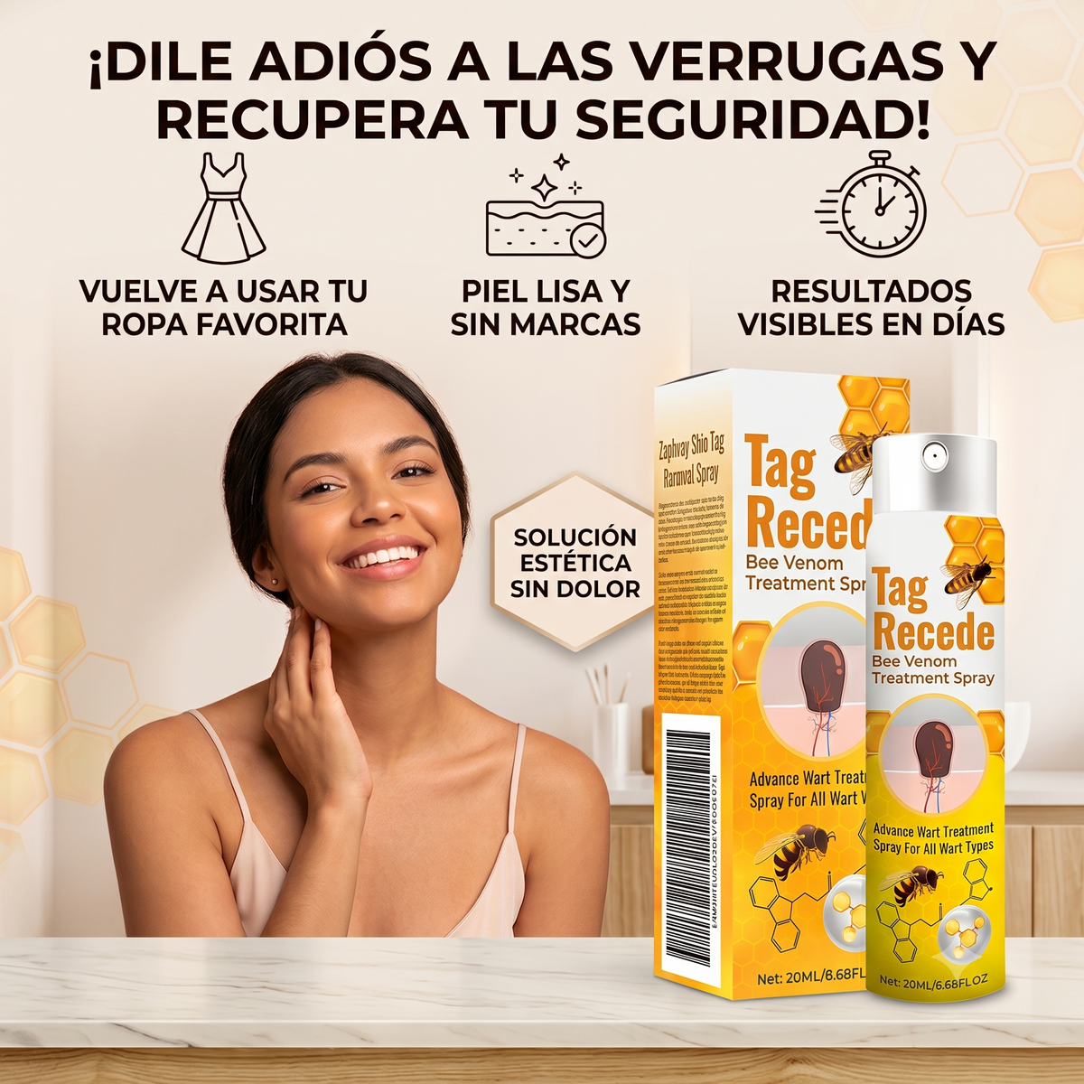 SPRAY TAG RECEDE, PIEL SIN VERRUGAS