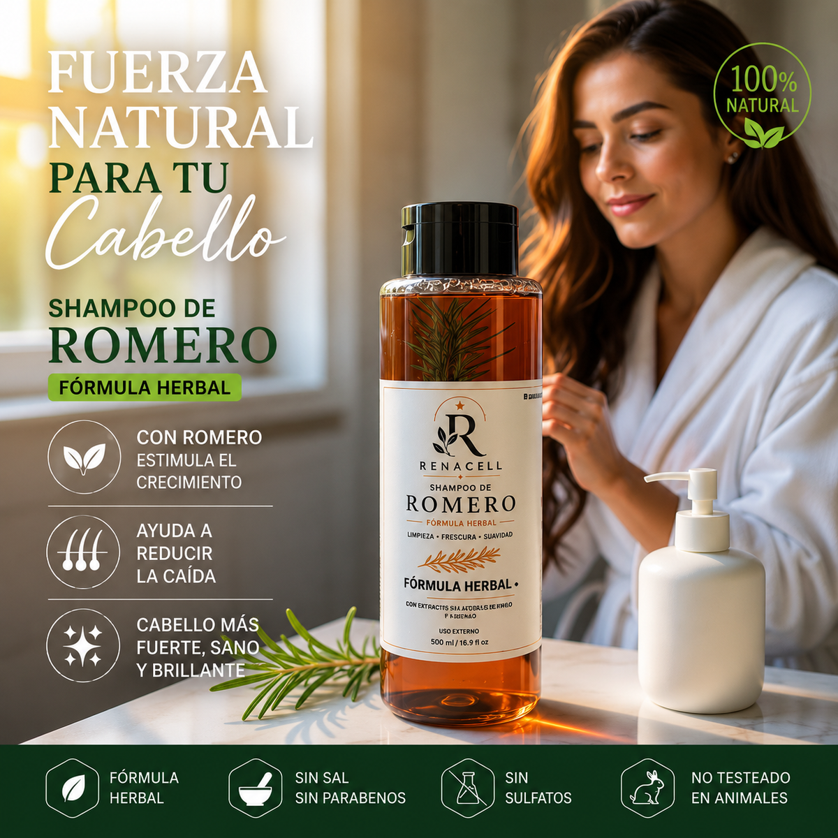 SHAMPOO DE ROMERO NATURAL RENACELL